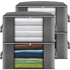 4 Pack Clothes Storage Bag 90L Large Capacity Organizer for Clothes, Duvets, Blankets, Bedding with Zipper and Transparent Window, Thick and Breathable Fabric