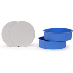 A Baker and Cook 2 Pieces Round Professional BPA Free Silicone 10 Inch Cake Mould Baking Mould Set, Contains 2 Laminated Greaseproof Cardboard Cake Circles