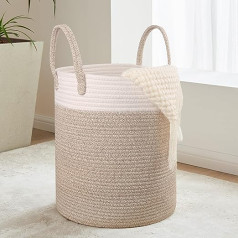 VORHOT Woven Cotton Laundry Basket, 38 L Laundry Hamper with Handle, Laundry Baskets Storage Basket for Blankets, Toys, Basket, Laundry Organiser for Laundry Room, Children's Room, Bathroom, 35 x 40