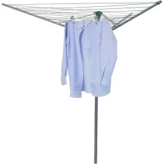 30M 3 Arm Garden Clothes Airer Powder Coated Steel Folding Outdoor Clothes Airer with Rain Cover PVC Cover Ground Spike