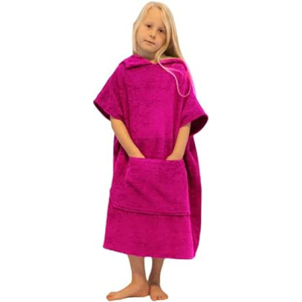ALLEN & MATE Handtuch-Poncho mit Kapuze für Kinder, Wickelmantel aus 100% Baumwolle für Jungen und Mädchen zum Strand, Schwimmen, Baden