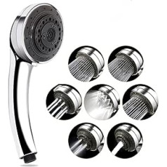 Multifunctional Shower Head with Seven Modes, Adjustable Massage Shower Head for Bathroom, Universal Compatibility Hand Showers, Chrome (No Hose)