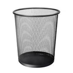 KEPLIN Round Trash Can 20 Litre Trash Can - Pack of 2 Black Non-Slip Mesh Baskets, 20L Capacity Waste Paper Bin, Sturdy Metal Container for Indoor Use for Home, Living Room, Kitchen