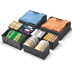 Gigmeta Pack of 8 Wardrobe Organiser, Foldable Cupboard Organiser, Drawer Fabric Drawer Organiser, Storage Box Drawer for Socks, Ties, Bras