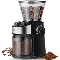 La Moustache - Coffee Grinder and Spice Mill Electric 200 W with Stainless Steel Blades, Flat Grinder with 25 Degree Grinding Degree, 190 g Capacity, Easy Cleaning/Includes Brush, Timer