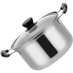 Housoutil Kitchen Stockpot Nerūsējošā tērauda zupas vārīšanas katls ar rokturi un vāku Piena sildīšanas katls Nūdeļu katls, mērces panna mājas restorānam 16 cm