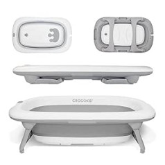 CROCOKID® saliekamā bērnu vanna, bērni no 0-5 gadiem, ergonomiska bērnu vanna atsevišķi, bez komplekta, saliekama vanna, izmēri 51 x 85 x 10 cm, liela bērnu vanna uz kājām, vannas un sēdekļi