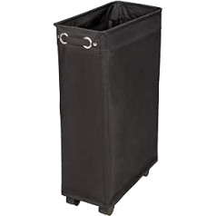 WENKO Corno Laundry Hamper, Black, Narrow Laundry Basket with Four Smooth Wheels, Laundry Chest Made of 100% Polyester, Capacity 43 L, (W x H x D): 18.5 x 60 x 40 cm