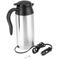 750ml 12V Kettle, Car Stainless Steel Cigarette Lighter Heating Kettle Mug Electric Thermos Flask for Heating Water Coffee Milk Tea