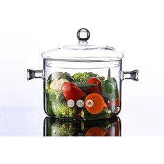 1.5 L Glass Pot Glass Pan Sauté Pan with Covered Lid for Cooking Glass Cooking Pot Soup Pot Transparent Heat Resistant High Borosilicate Glass Bowl Glass Cooking Pot