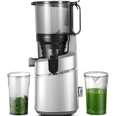 AMZCHEF Automatic All-in-One Juicer, 135 mm Opening and 1.8 L Juicer for Vegetables and Fruits, 250 W Juicer Slow Juicer Test Winner with Triple Filter - Silver
