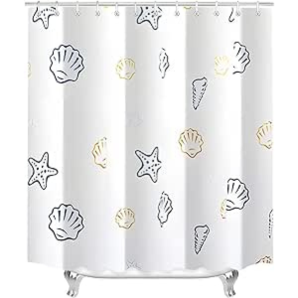 Lerores Shower Curtain 200 x 240 cm Sea World, Weighted Hem, Anti-Mould Textile, Water-Repellent, Washable Polyester Fabric Bath Curtains with Eyelets and 12 Shower Curtain Rings for Bathroom, Bathtub