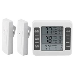 Belissy Wireless Digital Acoustic Alarm Fridge Thermometer with 2pcs Sensor Min/Maximum Display