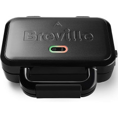 Breville VST082X Ultimate sviestmaižu cepeškrāsns ar īpaši dziļām plāksnēm, sviestmaižu tosteris 2 šķēlīšu grauzdēšanai, noņemams, nepiedegošs šķīvji, nerūsējošais tērauds, melns