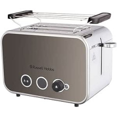 Russell Hobbs Distinctions 26432-56 Toaster for 2 Slices Stainless Steel Titanium (Extra Wide Toast Slots, Including Bun Attachment, 6 Browning Levels + Defrost & Reheat Function, Lift & Look