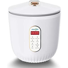 Audecook Mini Rice Cooker - 2L Rice Cooker Small for 1-4 People - 6 Programmes Multi Cooker with Non-Stick Coating Inner Pan - Keep Warm Function - Timer Including Measuring Cup and Rice Spoon (White)
