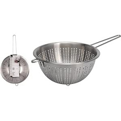 ABRUS Stainless Steel Strainer with Handle 24 cm - Perforated Kitchen Strainer for Pasta, Salad, Spaghetti, Rice, Fruit or Vegetables