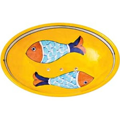 'Hand Painted Fish Ceramic Soap Dish with Holes for Drainage 13 x 9.5 x 2 cm