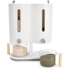 KITCHTIC virtuves uzglabāšana rīsu graudu dozators uzglabāšanas trauks sausās pārtikas trauks hermētisks rīsu trauks pārtikas trauks - ABS + PP + silikons - 5 kg - balts