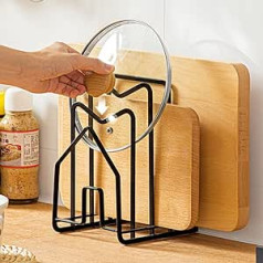 CODIRATO Chopping Board Holder Chopping Board Organiser Stand Pot Lid Holder Metal Dish Rack Pan Holder Kitchen Chopping Board Rack 4 Compartment Dish Rack Dish Holder for Lids Pans