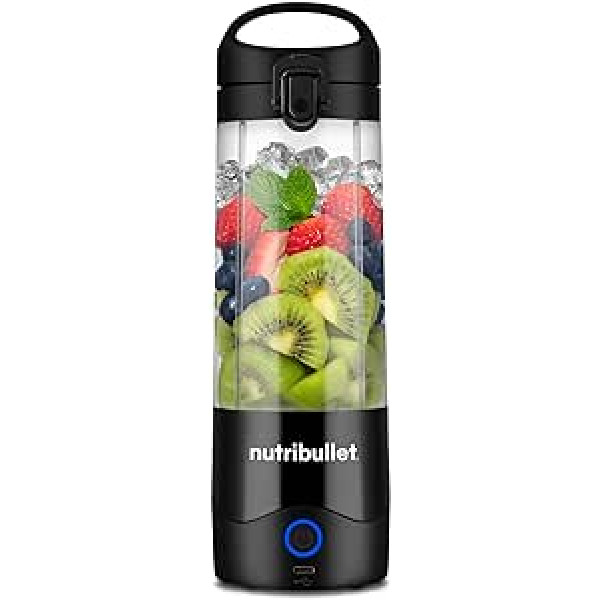 nutribullet Portable Mixer, 475 ml BPA-Free Tritan Cup, Mini Blender with 4-Point Stainless Steel Blade, Multifunctional Mixer, USB-C Charger, 15+ Mixing Processes, NBP003B