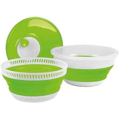 Camp4 Foldable Salad Spinner Lime White Also Strainer & Bowl with Lid