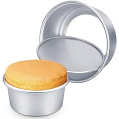 2 Pack Baking Moulds Set for Round Layer Cakes, Aluminium Cake Moulds, Removable Bottom Round Cake Moulds, Non-Stick Baking Moulds, Pan, 6 Inches and 8 Inches