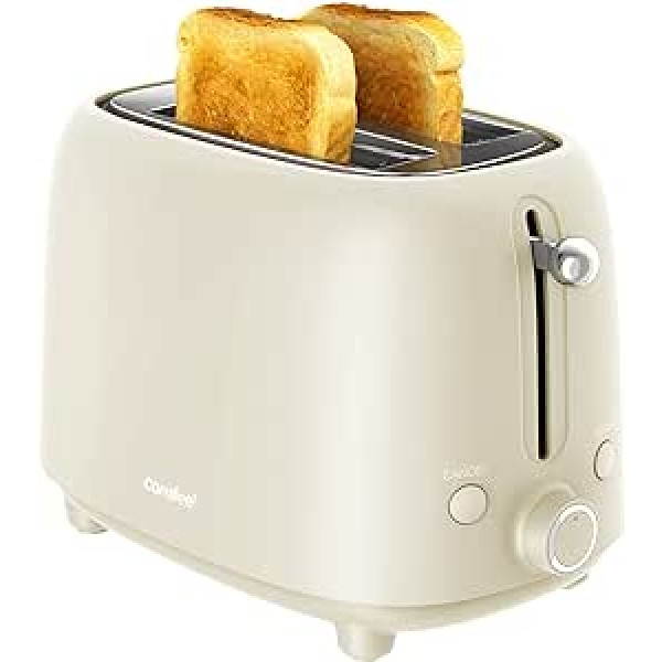 COMFEE Retro Series MT-RP2L18W2CM 2 Slice Toaster with Defrost and Reheat  Function, Plastic, Cream