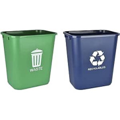 Acrimet Waste Bin for Recycling and Rubbish 24L / 27QT (Plastic) (Green and Blue) (Set of 2)