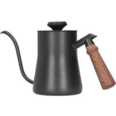 Kaffeekessel aus Edelstahl mit Thermometer, Einfach zu Kontrollierender Wasserfluss, Ergonomisches Design, Zuhause/Büro/Café (650 ml schwarz)