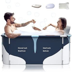 Kiseely 140 cm Portable Foldable Bathtub for 2 People, Large Family Bath for Spa, Efficient Switching from Hot and Cold Temperature Bath, 140 cm x 60 cm x 55 cm (Milk Style)