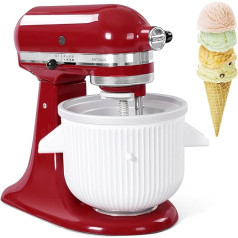 Gdrtwwh saldējuma stiprinājums Kitchenaid stacionārajam mikserim, saldējuma un sorbeta želejas gatavotājam, piemērots Kitchenaid 4,5-5Qt stāvvada maisītājam un 5-6-7Qt bļodu pacēlājam (mazgājams trauku mašīnā)