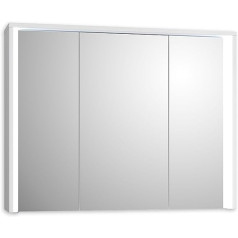 Stella Trading Five Bathroom Mirror Cabinet with LED Lighting in White - Bathroom Mirror Cabinet with Lots of Storage Space - 86 x 68 x 17.5 cm (W x H x D)