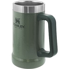 Stanley Adventure Vacuum Stein, 709 ml, Hammertone Green, Termiskā krūze ar rokturi, Uztur alu aukstu 7 stundas, Vintage iedvesmota alus krūze, Drošs trauku mazgājamajā mašīnā