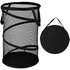 Diggour Large Foldable Mesh Laundry Basket with Handles for Laundry Room, Bathroom, Nursery, College Dorm, Travel, Storage Organiser, Black