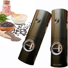 2 Pcs Electric Pepper and Salt Grinder Grinder Adjustable Coarseness Two Black Pepper Mills