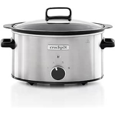 Crockpot Slow Cooker Pot | 3,5 litri (3-4 cilvēki) | Konteiners gaļas un dārzeņu apcepšanai | Nerūsējošais tērauds [CSC085X]
