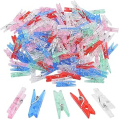 Aylifu mini dekoratīvie mietiņi, iepakojumā 200, mini plastmasas mietiņi, dekoratīvie knaģīši, foto klipi, knaģītis — dažādas krāsas, 2,5 cm
