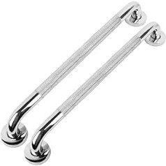 Miluoou Pack of 2 Non-Slip Grab Handles, 60 cm Shower Handles, Stainless Steel Safety Handles, Wall Mounted Bath Handle for Bathtub, Toilet, Bathroom, Kitchen, Stairs