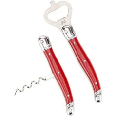 Jean Dubost Laguiole Corkscrew and Bottle Opener with Handles, Red