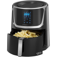 VECATECH Hot Air Fryer XXL 5.5 L with Digital Touch Screen, 8 Preset Programmes and 1800 W Power - Hot Air Fryer without Oil for Healthy and Crispy Meals