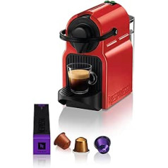 Krups Nespresso Inissia Red Coffee Machine, Espresso Maker with Pads, Compact, Automatic, Pressure 19 Bar, YY1531FD