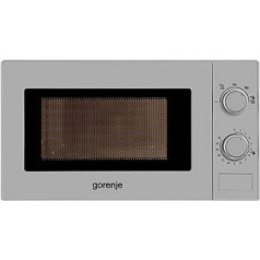 Gorenje MHO 20 E1S mikroviļņu krāsns/sudrabs/700 vati/20 litri/stikla plāksne/pogas/stikla durvis