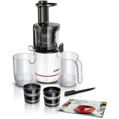 Bosch SlowJuicer VitaExtract MESM500W Juicer Vitamin-Gentle Juicing, Very Quiet, Easy Cleaning, for Hard Fruits and Vegetables, BPA-Free, 150 W, White
