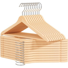 Ogivo Wooden Clothes Hangers – Made in the EU – Wooden Hangers for Your Wardrobe – Hangers for Clothes – Hook Swivels 360° – Notches in Shoulders – Pack of 20, Natural