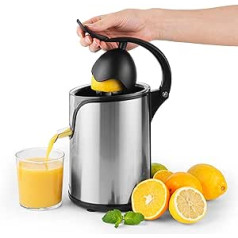 Petra PT5026VDEEU7 elektriskā citrusaugļu sulu spiede — apelsīnu spiede ar sviras sviru, citronu sulu spiede bez BPA ar 2 presēšanas konusiņiem, augļu spiede bez pilieniem svaigu augļu sulām, nerūsējošā tērauda sulu spiede 100 W