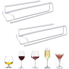 2 Pieces Wine Glasses Holder, Hanging Wine Glass Holder, Metal Wine Glass Rack, Inverted Wine Glass Holder, Cabinet Insert Glass Holder, for Bar, Wine Cabinet, Kitchen (White)