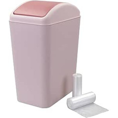 Annkky 15 l mazā atkritumu tvertne un 2 atkritumu maisu ruļļi, kosmētikas tvertne un makulatūras tvertne, plastmasa (rozā)