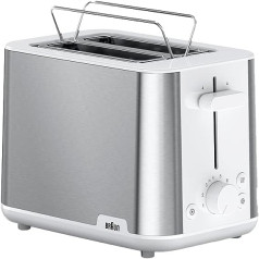 Braun PurShine HT1510 WH Toaster - Double Slot Toaster, 8 Roasting Degrees, Warm-Up & Defrost Function, Extendable Crumb Tray, 900 Watt, White