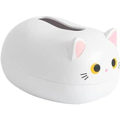 Cartoon Cat Tissue Box, Plastic Cartoon Face Tissue Box Cover Holder, Beautiful Napkin Box, Tissue Dispenser Box for Kitchen, Bathroom, Vanities, Bedroom Dressers (White)